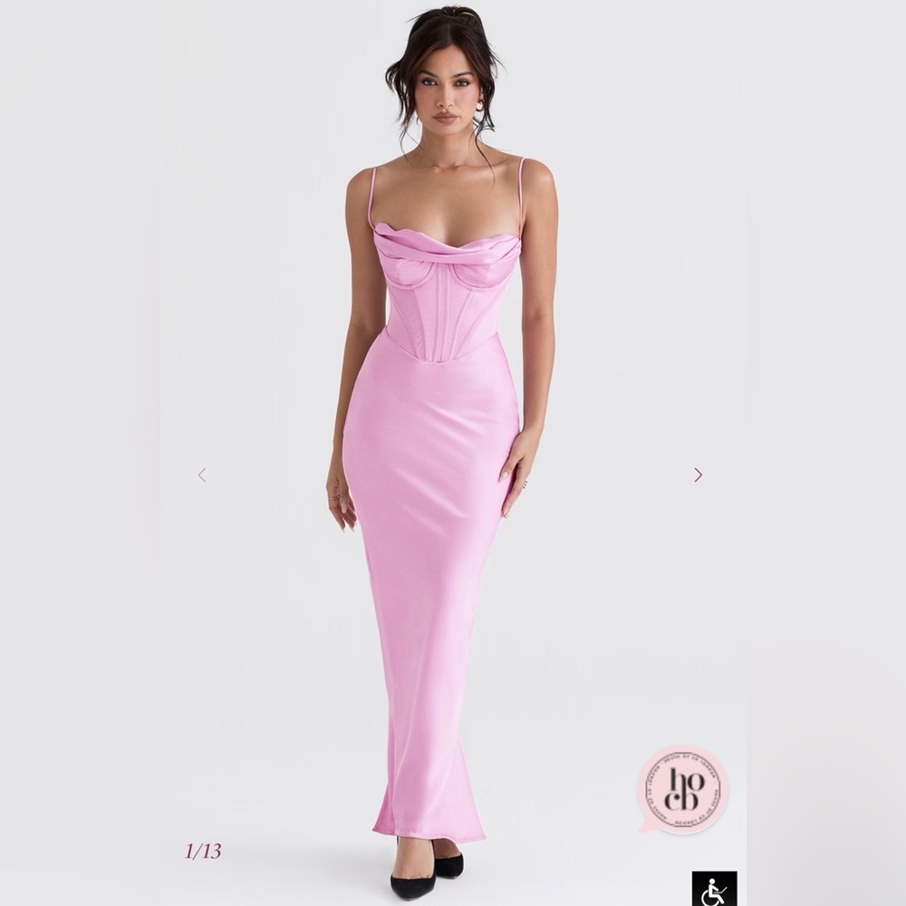 House of CB Charmaine Strapless Corset Maxi Dress in Rose